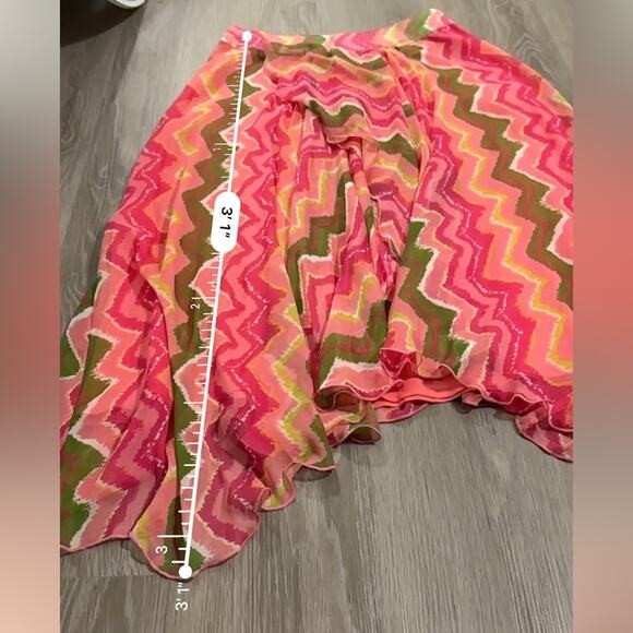 Sundance Pink, Green, Orange Zig Zag Chevron Print Flowy Maxi Skirt Size 10 - Picture 12 of 12